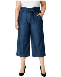 Standards & Practices - Plus Size Paper Bag Waist Wide Leg Cropped Pants - Lyst