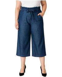 Standards & Practices - Plus Size Paper Bag Waist Wide Leg Cropped Pants - Lyst