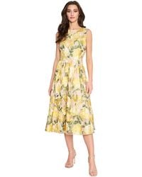 Tahari - Floral-embroidered A-line Midi Dress - Lyst