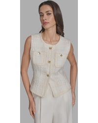 BCBGMAXAZRIA - Textured Crewneck Button-front Vest - Lyst