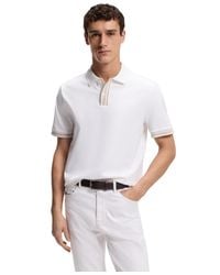 BOSS - Boss By Mercerised-cotton Striped Trim Polo Shirt - Lyst
