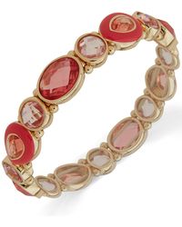 Anne Klein - Gold-tone Multi Stone Enamel Stretch Bracelet - Lyst