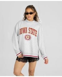 Gameday Couture - Heather Gray Iowa State Cyclones Rally Point Contrast Stripe Mock Neck Sweatshirt - Lyst