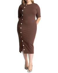 Eloquii - Plus Size Button Front Workwear Dress - Lyst