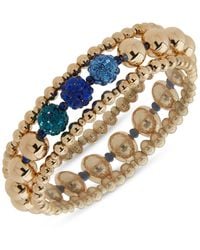 Karl Lagerfeld - 3-pc. Set Pave Fireball & Logo Beaded Stretch Bracelets - Lyst