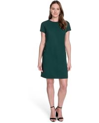 Tommy Hilfiger - Short Sleeve High Neck Shift Mini Dress - Lyst