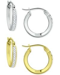 Giani Bernini - 2-pc. Set Cubic Zirconia Small Hoop Earrings In Sterling Silver & 18k Gold-plated Sterling Silver, 0.5", Created For Macy's - Lyst