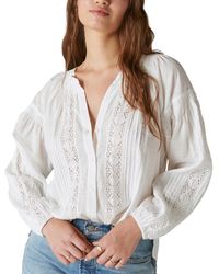 Lucky Brand - Lace-trimmed V-neck Top - Lyst