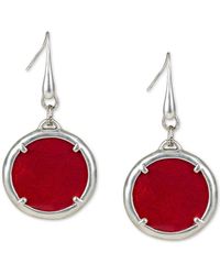 Patricia Nash Silver-tone Leather Disc Drop Earrings - Red
