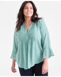 Style & Co. - Plus Size Printed V-neck Ruffle-cuff Blouse - Lyst