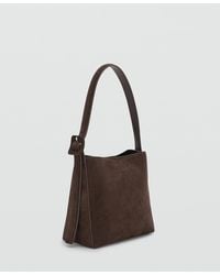Mango - Suede Leather Shopper Bag - Lyst