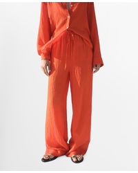 Mango - Straight-leg Crinkled-effect Pants - Lyst
