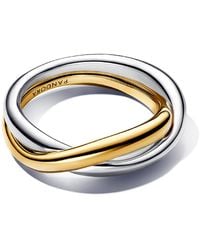 PANDORA - Two-tone Entwined Bands Ring - Lyst