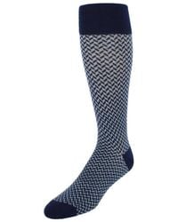 Trafalgar - Benoit Herringbone Patterned Mid-calf Merino Wool Socks (1 Pair) - Lyst