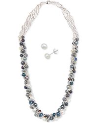 Macy's - Cultured Freshwater Pearl Woven Necklace (4mm - Lyst