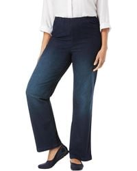 Woman Within - Petite Within Fineline Stretch Denim Wide-leg Pull-on Jeans - Lyst