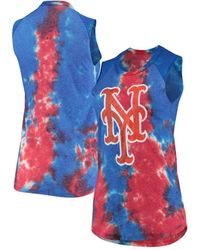 Majestic - Threads Red And Blue New York Mets Tie-dye Tri-blend Muscle Tank Top - Lyst