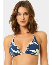 Cece - V-neck Contrast Ruffle Triangle Top - Lyst