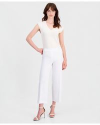 Anne Klein - Stretch Crepe Wide-leg Cropped Pull-on Pants - Lyst