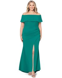 Betsy & Adam - Plus Size Corset Off-the-shoulder Gown - Lyst