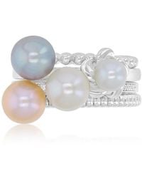 Macy's - Imitation Pearl & Diamond (0.054 Ct. T.w. - Lyst
