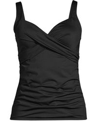 Lands' End - Plus Size Chlorine Resistant V-neck Wrap Underwire Tankini Swimsuit Top Adjustable Straps - Lyst