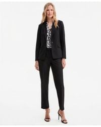 Kasper - Machine Washable One Button Jacket Printed Knot Neck Sleeveless Blouse Mid Rise Slim Pants - Lyst