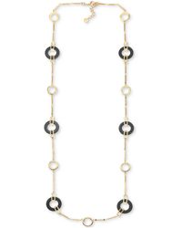 Alfani Gold-tone & Color Circle Bar Link Long Station Necklace, 42" + 2" Extender, Created For Macy's - White