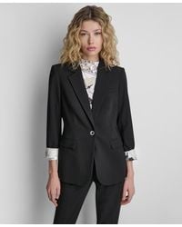 DKNY - Newspaper-print One-button Blazer - Lyst
