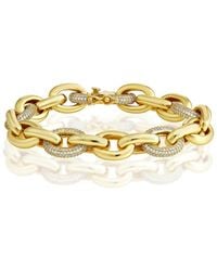 Simona - Pave Cz And Polished Oval Link Bracelet - Lyst