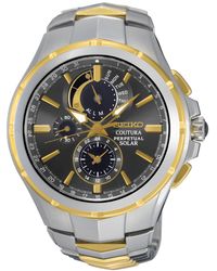 Seiko - Men's Solar Chronograph Coutura Two-tone Stainless Steel Bracelet Watch 44mm Ssc376 - Lyst