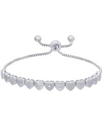 Macy's - Diamond Accent Heart Link Adjustable Bolo Bracelet - Lyst