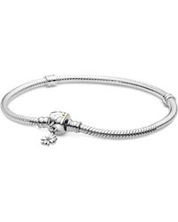 PANDORA - Moments Cubic Zirconia Daisy Flower Clasp Snake Chain Bracelet - Lyst