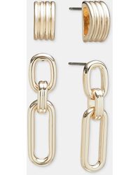On 34th - Textured Stud & Link Drop Earrings - Lyst