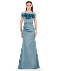 Amiri - Organza Floral Detail Pleated Satin Gown - Lyst