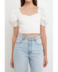 Endless Rose - Short Puff Sleeve Cropped Top - Lyst