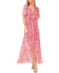 Cece - Clip Dot Floral Batwing Sleeve Maxi Dress - Lyst