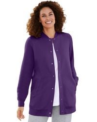 Woman Within - Plus Size Within Fleece Baseball Jacket - Lyst