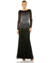 Mac Duggal - High Neck Sequin Embellished Long Sleeve A Line Gown - Lyst