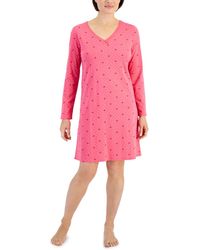 Charter Club - Cotton Long-sleeve Lace-trim Sleepshirt - Lyst