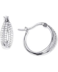 Round Cut White Cubic Zirconia Hoop Earrings in14k Rose Gold Over Sterling Silver 0.23 cttw Round Cut White Cubic Zirconia Hoop Earrings in14k Rose Gold Over Sterling Silver 0.23 cttw