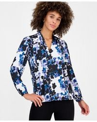 Kasper - Petite Long-sleeve V-neck Pleated Shoulder Top - Lyst