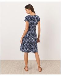 Pact Organic Cotton Fit & Flare Crossover Dress in Blue | Lyst