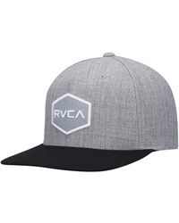 RVCA - Heather Gray And Black Commonwealth Snapback Hat - Lyst