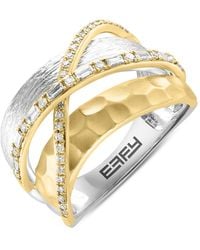 Effy - Effy® Diamond Round & Baguette Crossover Statement Ring (1/3 Ct. T.w.) In 14k Two-tone Gold - Lyst