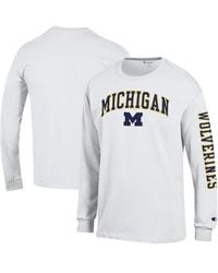 Champion - Michigan Wolverines Arch Over Logo 2-hit Long Sleeve T-shirt - Lyst