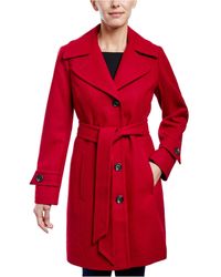 anne klein belted wrap coat