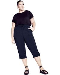 Avenue - Plus Size Cotton Roll Up Capri - Lyst