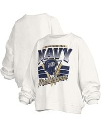 Pressbox - Navy Midshipmen Oversized Janice Retro Waist-length Pullover Sweatshirt - Lyst