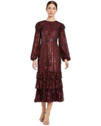 Mac Duggal - Long Sleeve Ruffle Detail Sequin Dress - Lyst